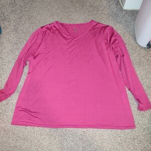 Real Essentials Long Sleeve Tee Women’s 3X Berry Stretch Basic Top
